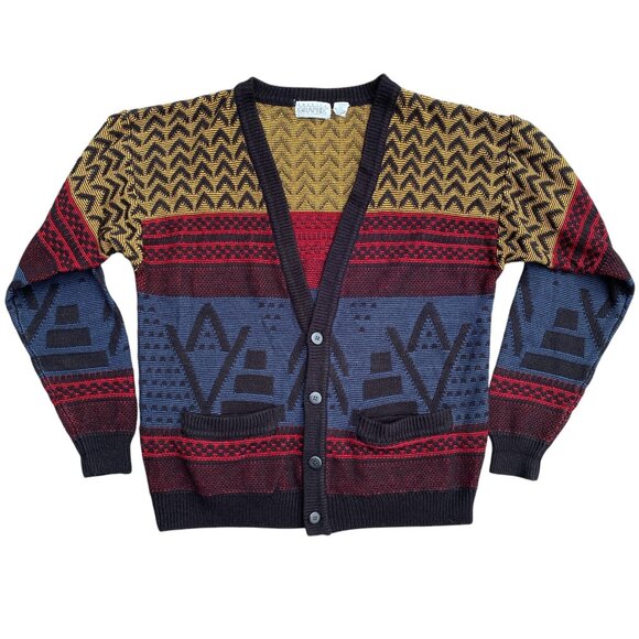 Vintage Sweater Graphix Cardigan Kurt Cobain Grandpa Aztec Grunge Western-L - Picture 14 of 14